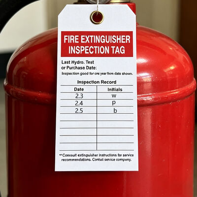 Durable Fire Extinguisher Tag PVC Waterproof Weatherproof Safety Tag