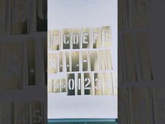 Zestaw szablonów do przedmiotów, Wysokość znaku 1,5 cala, Materiał Mosiądz, Grubość 0,007 cala, Wysokość całkowita 1,5 cala