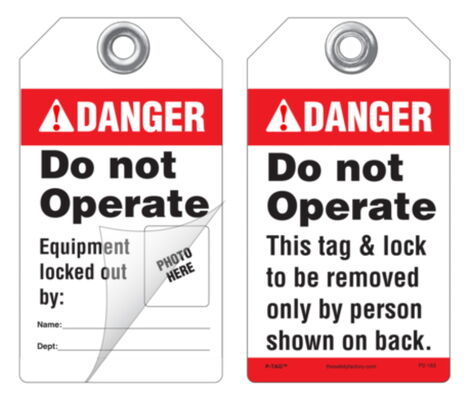 Custom Printed Logo Self-Laminating Peel and Stick Tag PVC Lockout Tag