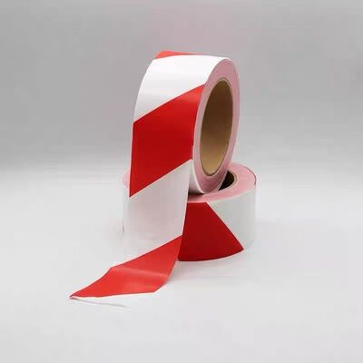 Taśma ostrzegawcza bezpieczeństwa PE, czerwono-biała, z nadrukiem logo, bez kleju, barierowa, na place budowy